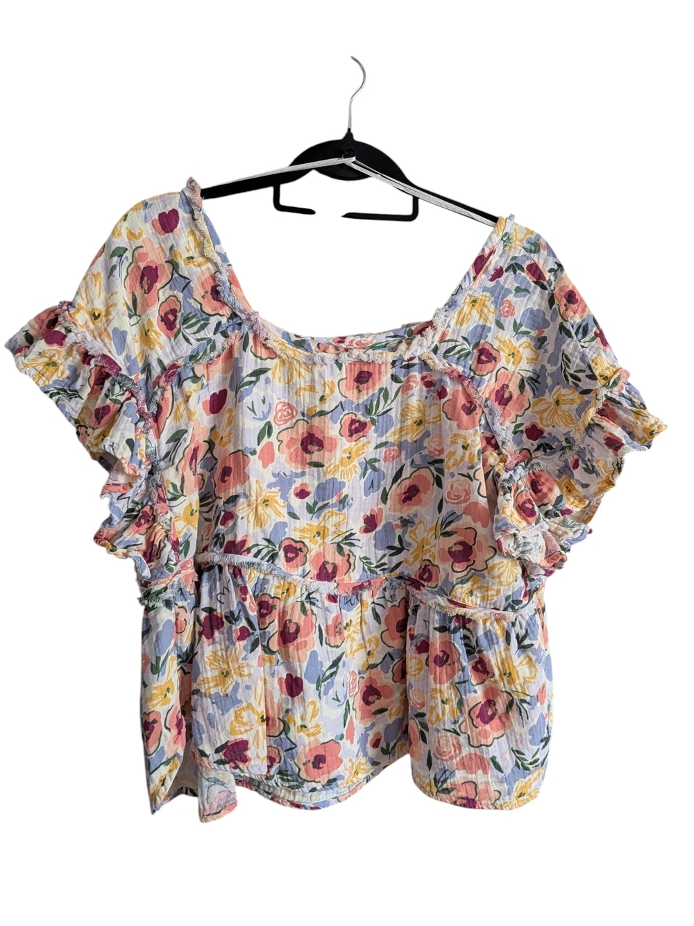 Floral Ruffle Peplum Top - Multi Floral -
